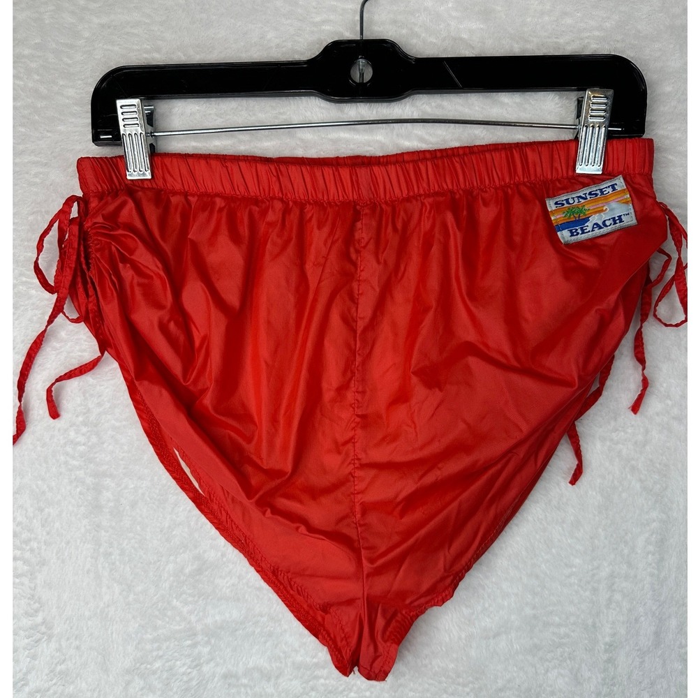 Sunset Beach Catalina Swim Vintage Bikini Bottoms Women M Red Side Tie High Cut